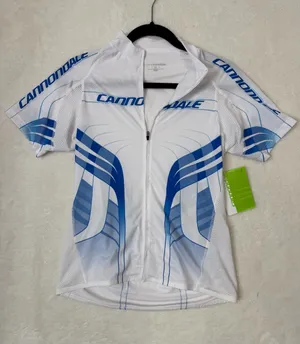 Cannondale Cycling Jersey Energy LE Zip Up Top White Blue Womens Size Large NWT thumbnail 1