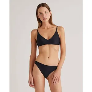 QUINCE Italian V Neck Bikini Top MINIMALIST Adjustable Size Large L Black thumbnail 2