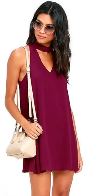NWT Lulu's Chocker Magenta Swing Mini Dress. thumbnail 1