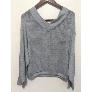 Free People We‎ The Free South Side Waffle Knit Thermal Charcoal Gray Sz XS thumbnail 3