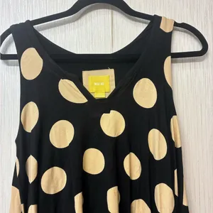 Maeve by Anthropologie Womens Davina Polka Dot Midi Dress V-Neck Black Tan XS‎ thumbnail 3