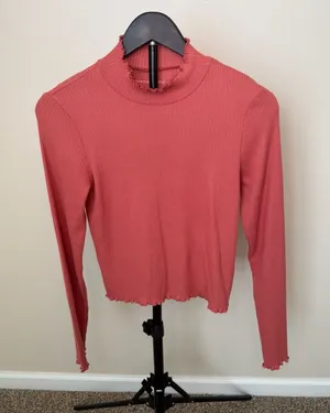 American Eagle Ribbed Mock Neck Long‎ Sleeve Top Size M thumbnail 1