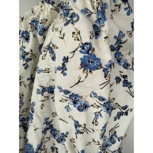 A New Day Blue Porcelain‎ Floral Off The Shoulder Blouse Short Sleeve Medium thumbnail 2