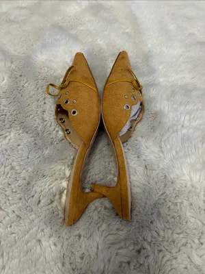 Olomisa Faux Suede Kitten Heel Mules Mustard thumbnail 7