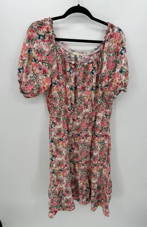 Kate & Sam Womens‎ Floral Boho Midi Dress Large Pink Peasant Cottagecore P6 thumbnail 1