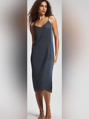 Soma Satin Shine Gown Nightgown Sleep Lightweight Soft Smooth Deep Teal NWT XL thumbnail 5
