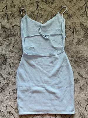 Light Blue Sequin Starfish Cami Knit Dress 🤍🩵 Size XS thumbnail 3