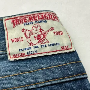 True Religion Becky Womens Size 27 Blue Denim Jean Distressed Low Rise *FLAWED‎ thumbnail 7