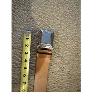 Chico's Women's Wide Leather Belt Brown Size M Big Buckle thumbnail 6