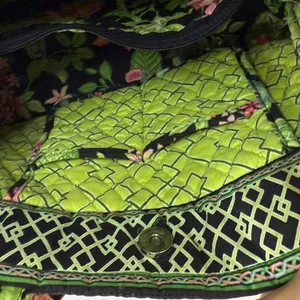 Vera Bradley Black Tote with Pink and Green Floral Pattern thumbnail 4