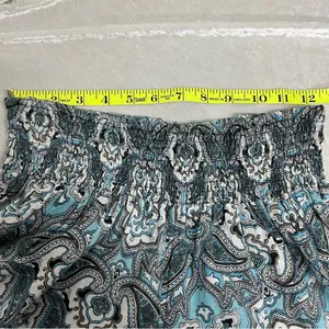 Earthbound Trading Co S Blue White Paisley Flared Leg Pants Womens Wide thumbnail 4