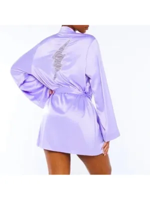 Savage X Fenty Lavender Satin Lace-Back Robe thumbnail 2