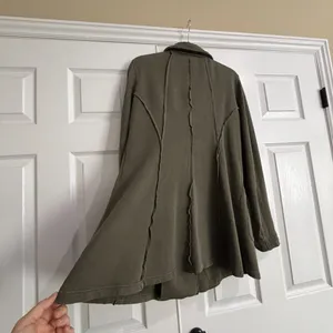 FREE PEOPLE French Terry Knit Blazer Jacket Coat Size Medium Olive Green thumbnail 7