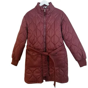 Time and Tru burgundy onion quilted puffer barn jacket size M 8/10 thumbnail 9