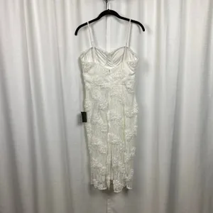 Lulus White Romantic Lace Textured Bodycon Midi Dress Sz.S NWT thumbnail 10