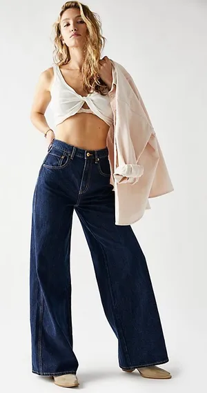 The CRVY Collection By We The Free - Gia Wide-Leg Jeans Size 29 thumbnail 1