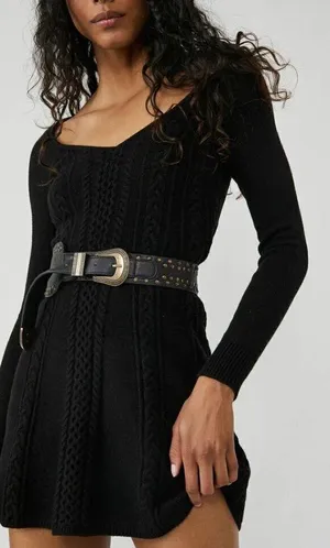 FREE PEOPLE Small World Mini Dress in Black Size Medium thumbnail 1
