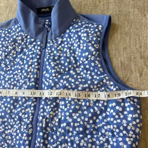 RLX Ralph Lauren Quilted Vest Womens M Pockets Blue Floral Print‎ Zip Puffer thumbnail 6