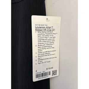 NWT Lululemon Align Ribbed HR Crop 23" leggings black size 8 Authentic thumbnail 6