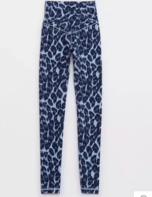 NWT Aerie Offline Blue Cheetah Print Crossover Leggings thumbnail 4
