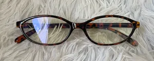 New trendy hipster korean oval tortoise shell framed blue light clear glass thumbnail 1