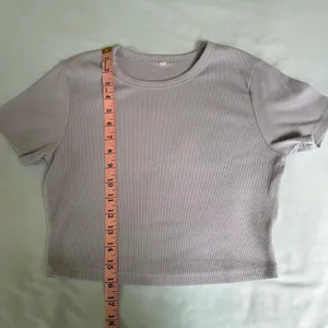 Shein ash blue ribbed crop top thumbnail 5