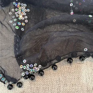 Women's Black and Silver beaded Shawl thumbnail 3