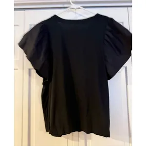Old navy black flutter sleeve combo top size large thumbnail 5