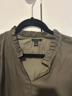 Ann Taylor olive green Ruffled detail Blouse thumbnail 2