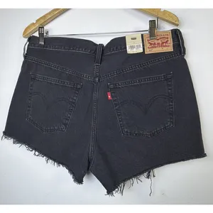 NWT Levi's 501 Women Size 32 (14) Black 100% Cotton Denim 2" Cutoff Shorts thumbnail 4
