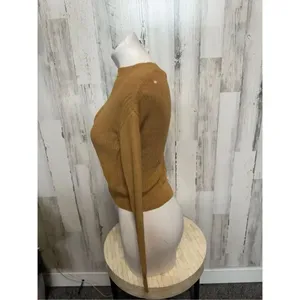 Windsor Mustard Brown Knit Sweater Size M Distressed Hole Detail Long Sleeve thumbnail 2