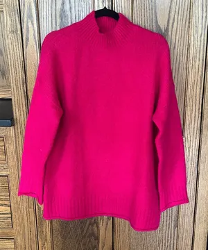 MNG Mango Pink Wool Blend Oversized Mockneck Sweater‎ Small thumbnail 1