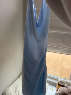 Light Blue Cowl Neck Satin Dress thumbnail 3