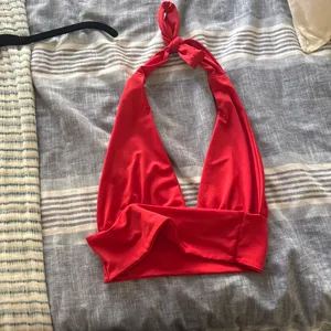 Red halter tie back top with open back  thumbnail 2