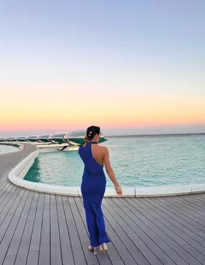 Zara One-Shoulder Draped Maxi Dress in Cobalt Blue Party Evening Wedding thumbnail 3