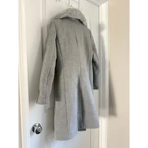 Club Monaco Evangah Wool Coat Heather Grey Small Vintage‎ Faux Fur Slavic thumbnail 9