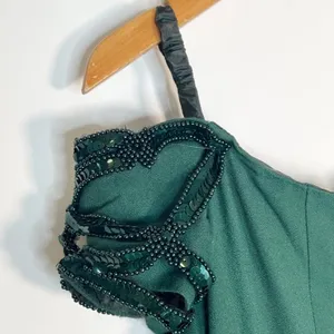 Vintage 90s Niki Originals Emerald Green Beaded Sequin Gown Dress Womens 8 thumbnail 8