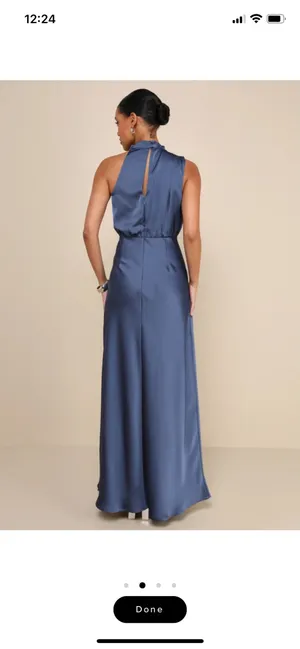 NWT Lulu’s Slate Blue Asymmetrical Maxi Dress thumbnail 2