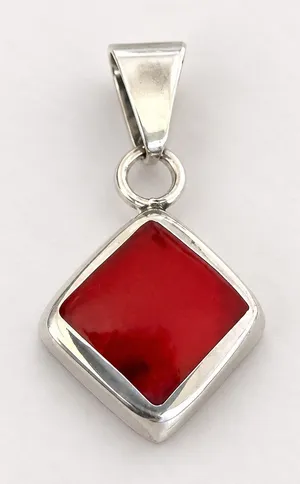 Vintage Taxco Mexico Sterling Silver 925 Red Resin Stone SIGNED thumbnail 1