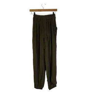 Intermix Lindy Tie Waist Pants Womens 2 Olive Green Cropped Relaxed Quiet Luxury thumbnail 4