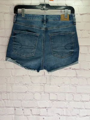 American Eagle Outfitters Dark Blue Rolled Hem Denim Shorts Woman’s Size‎ 4 thumbnail 3