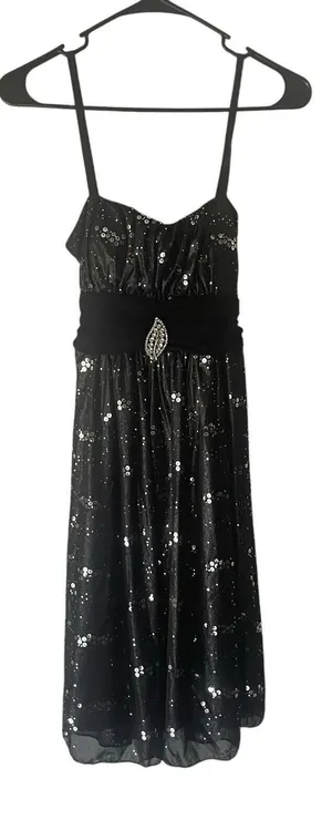 Rockin Town Y2k 2000s Size Small Sequin Whymsical‎ Feather Mini Going Out Dress thumbnail 1