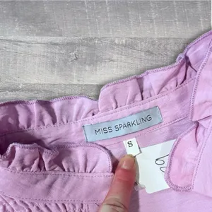 Miss Sparkling NEW Ruffle Sleeveless Top Womens S Smocked Button Yoke Relaxed thumbnail 6