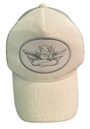 Boys Lie Angel Cherub Terry Cloth Trucker Hat Gray White Snapback Y2K Streetwear thumbnail 1