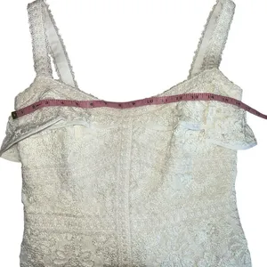 Alexis Linzi Ivory Lace Ruffle Mini Dress L Bridal Shower Bachelorette thumbnail 12
