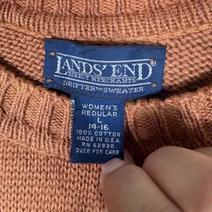 Lands End Drifter Sweater Womens Large 14-16 Rust Brown Cotton Crewneck USA Made thumbnail 2