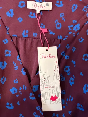 NWT Parker Surplice Ruffle Mini Dress Plum Blue Animal Print Small thumbnail 8