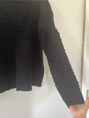 Free People Black Chunky Open Knit Oversized Sweater Small Wool Boho Capsule thumbnail 3