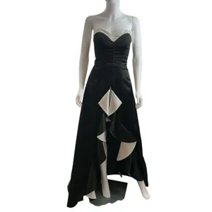 Studio 17 Prom Black White Strapless Beaded High Low Ruffle Gown 2715 Sz 2 thumbnail 3