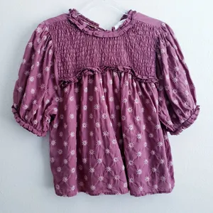 Anthropologie Embroided Peasant Short Sleeve Blouse thumbnail 1